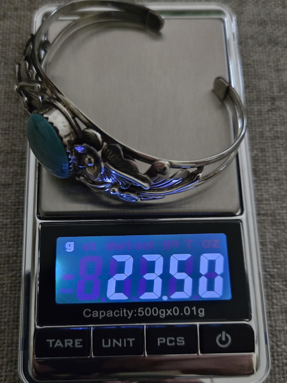 Turquoise Floral Sterling Cuff Bracelet - Blue Turquoise - Picture 7 of 7